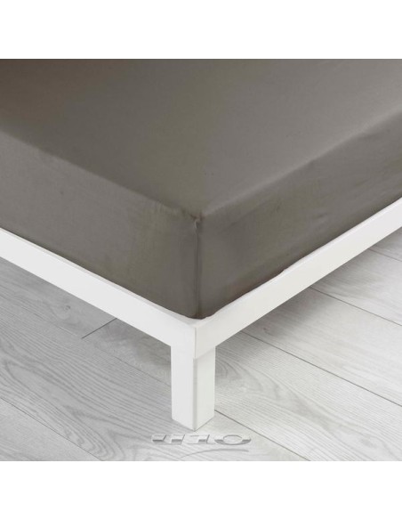 drap housse 2 personnes 180 x 200 cm uni 57 fils lina noisette