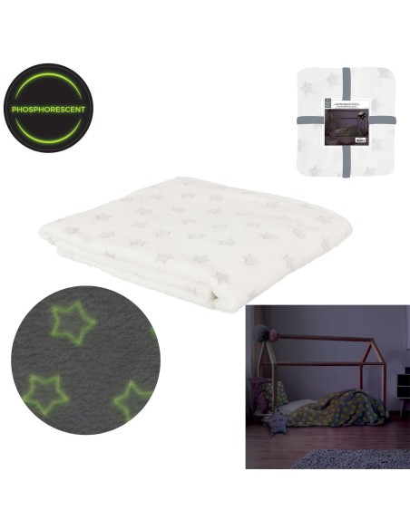 plaid phosphorescent etoile blanc 120x150cm m12