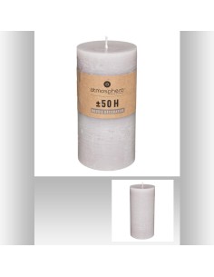 103117-bougie rnd rustic taupe 6.8x14 D. 7 x H. 14 cm