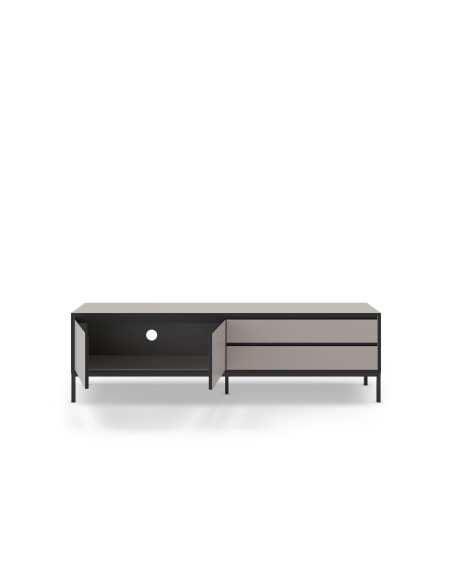 17449 - meuble tv lorenza 2p2t 180cm sepet/noir pieds en m