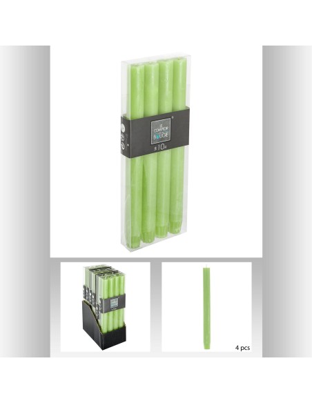 bougie btnx4 rustic vert h24.5