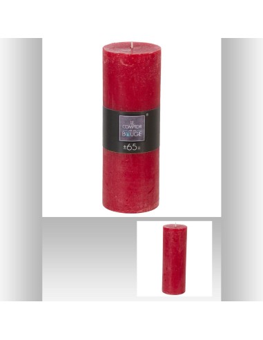 145338-bougie rnd rustic rouge 6.7x19