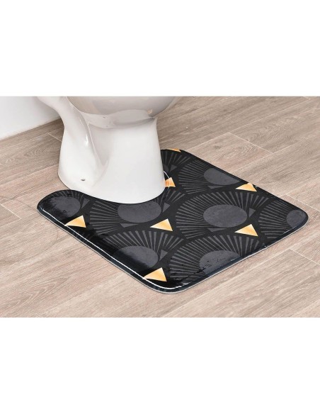 tapis contour wc microfibre imprime 45x50 cm - gingko