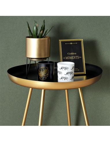 hd7303-table d appoint plateau rond noir et dore m1