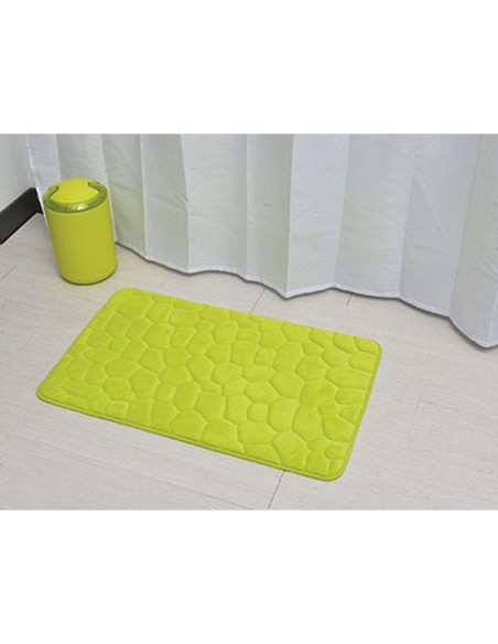 tapis memoire de forme microfibre galet 50x80 cm - vert anis