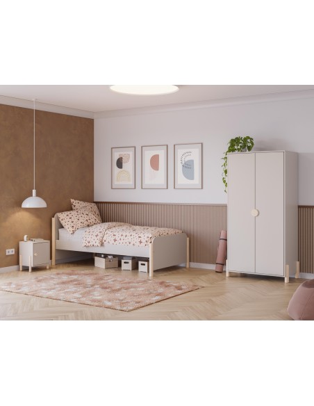 18120 - armoire enola 2p créme/cire blanc