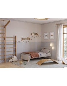 18126 - lit 0.90 nora créme/cire blanc a/sommier