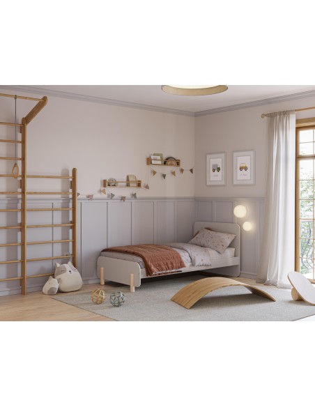 18126 - lit 0.90 nora créme/cire blanc a/sommier