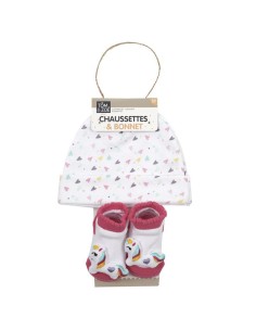 pu2167-chaussettes et bonnet bebe fille m12