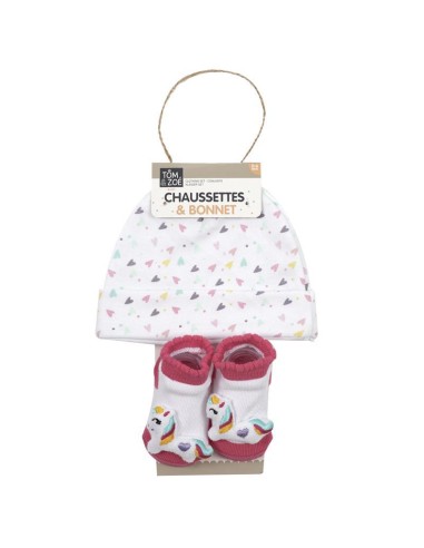 pu2167-chaussettes et bonnet bebe fille m12