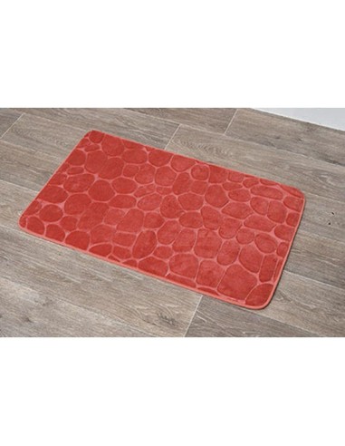 tapis memoire de forme microfibre galet 50x80 cm - orange corail