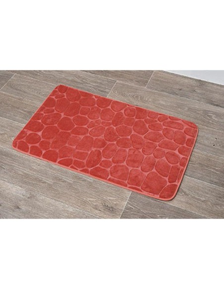 tapis memoire de forme microfibre galet 50x80 cm - orange corail
