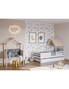 17671 - lit cabane 90 nidia s/tiroir blanc laqué/cire a/so