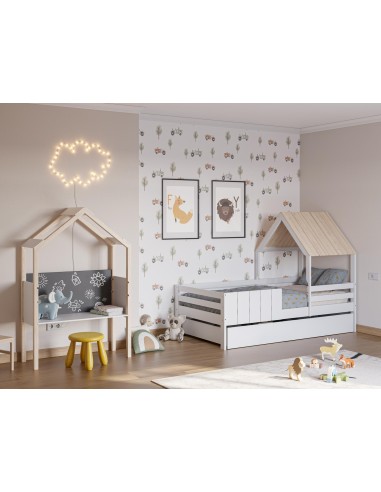 17671 - lit cabane 90 nidia s/tiroir blanc laqué/cire a/so