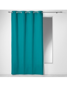 1605662- rideau a oeillets 140 x 240 cm coton uni panama bleu