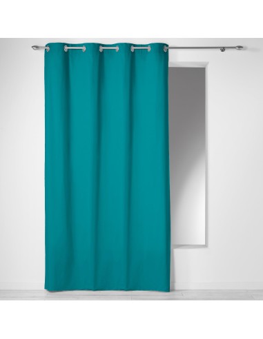 1605662- rideau a oeillets 140 x 240 cm coton uni panama bleu