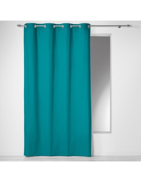 1605662- rideau a oeillets 140 x 240 cm coton uni panama bleu
