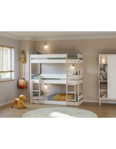 16672 - lit superposé 0.90 triple milos/valka blanc/cire blanc