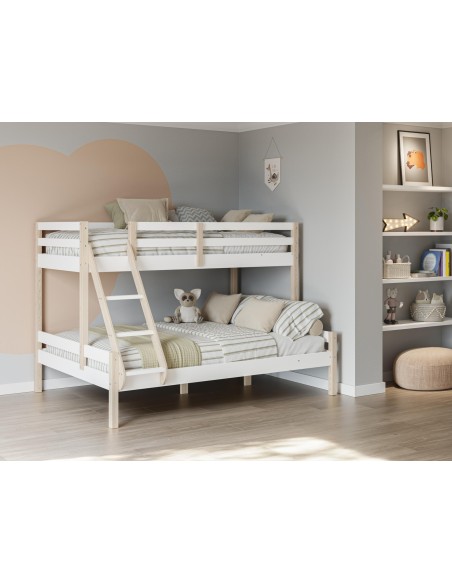 16670 - lit superposé livia 90/140x190 blanc/cire blanc