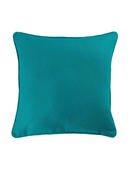 housse de coussin +encart 40 x 40 cm coton uni panama bleu