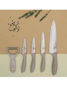 kd3301-couteau x4 et eplucheur manche fibre de ble m6