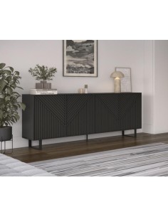 18045- buffet peta 3p noir pieds en métal