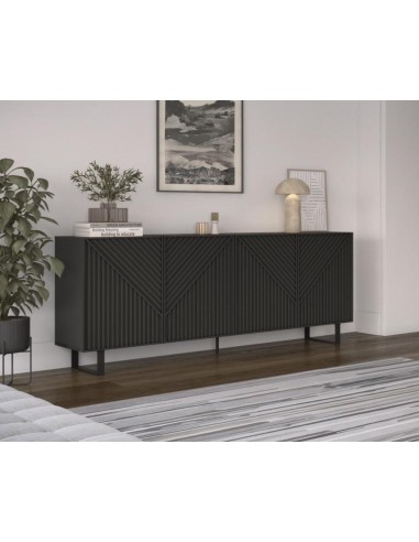 18045- buffet peta 3p noir pieds en métal