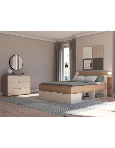 18033- lit a/tiroir albo 4n 160x200 noir ltr/chéne s/somm