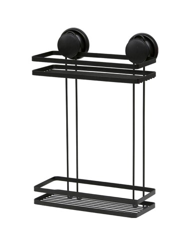 91012108 - serviteur metal 2 etageres sur ventouse - noir