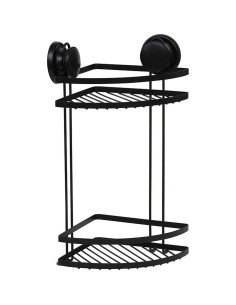 91013108 - etagere d'angle fil metal 2 niveaux sur ventouses - noir