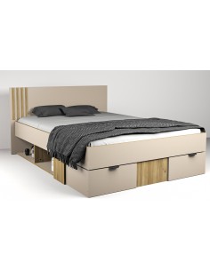 18036- lit maden 2t 140x190 vison/chene s/sommier