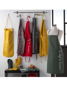 sac a pain 28 x 70 cm coton uni brode cuistot noir