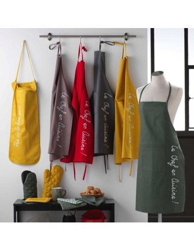 sac a pain 28 x 70 cm coton uni brode cuistot noir