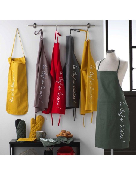 sac a pain 28 x 70 cm coton uni brode cuistot noir