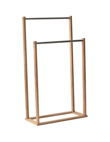 96143195 - porte serviettes 2 barres acier inoxydable - bambou