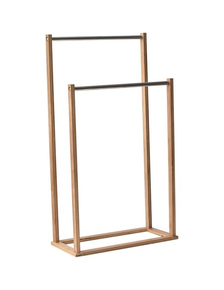 96143195 - porte serviettes 2 barres acier inoxydable - bambou