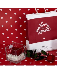 hd4187-rose artificielle avec pot verre 5cm m12