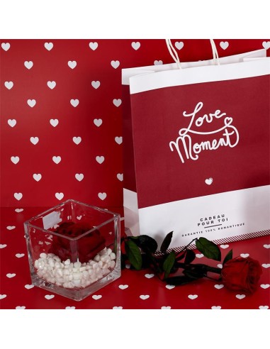 hd4187-rose artificielle avec pot verre 5cm m12