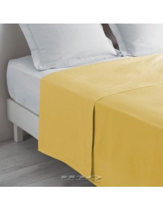 drap plat 2 personnes 240 x 300 cm uni 57 fils lina miel + point bourdon