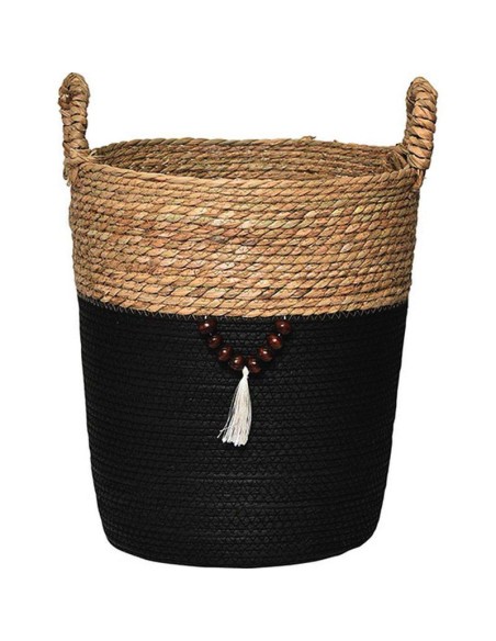 8413023702 - paniere ronde mm matiere vegetale et papier avec deco 38x35 cm - na