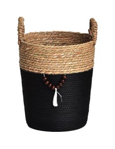 8413023703 - paniere ronde pm matiere vegetale et papier avec deco 31x30 cm - na