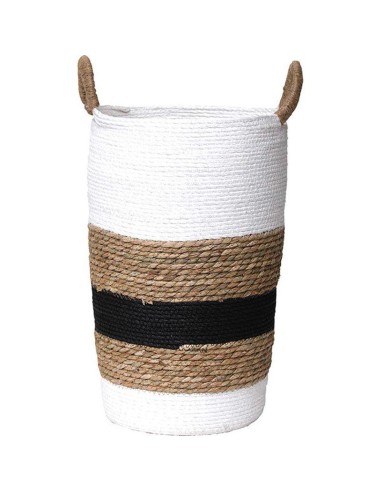 paniere ronde mm matiere vegetale et papier 45x32 cm - blanc/naturel/noir