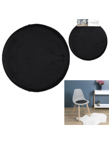 tx9113-galette chaise velours noir 34cm m12