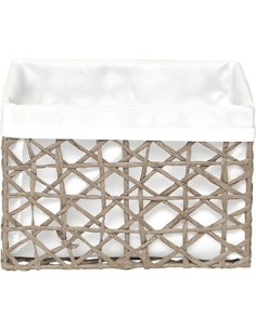 841916501 - panier tgm papier 21x18x14 cm - taupe/tissu blanc