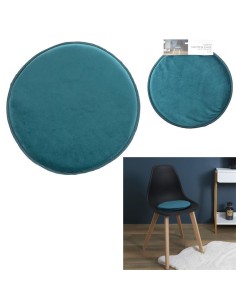 tx9115-galette chaise velours bleu canard 34cm m12