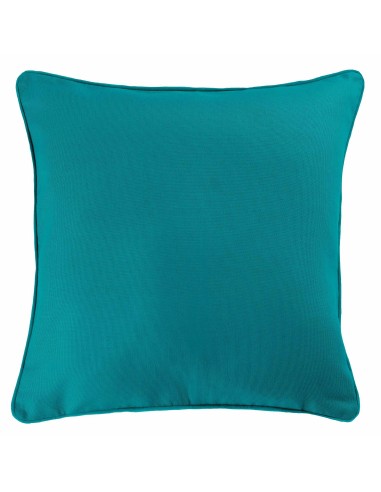 coussin passepoil 60 x 60 cm coton uni panama bleu