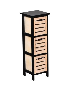 98144247-meuble mdf/paulownia 3 tiroirs - bicolore noir/naturel