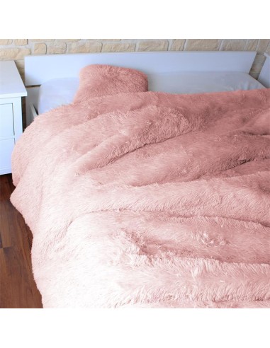 tx9146 - couvre lit poils longs rose 220x240cm m1