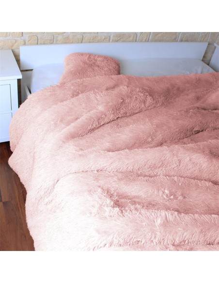 tx9146 - couvre lit poils longs rose 220x240cm m1