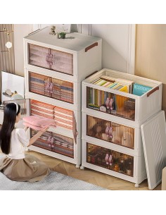 yy-2855/5 - boite pliable cinq box 55cm -cream yellow+transparent 56*34*140cm25